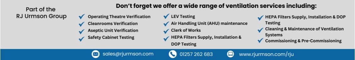 rj urmson commissioning engineers ltd - cleanroom validation, hvac verification, lev testing banner
