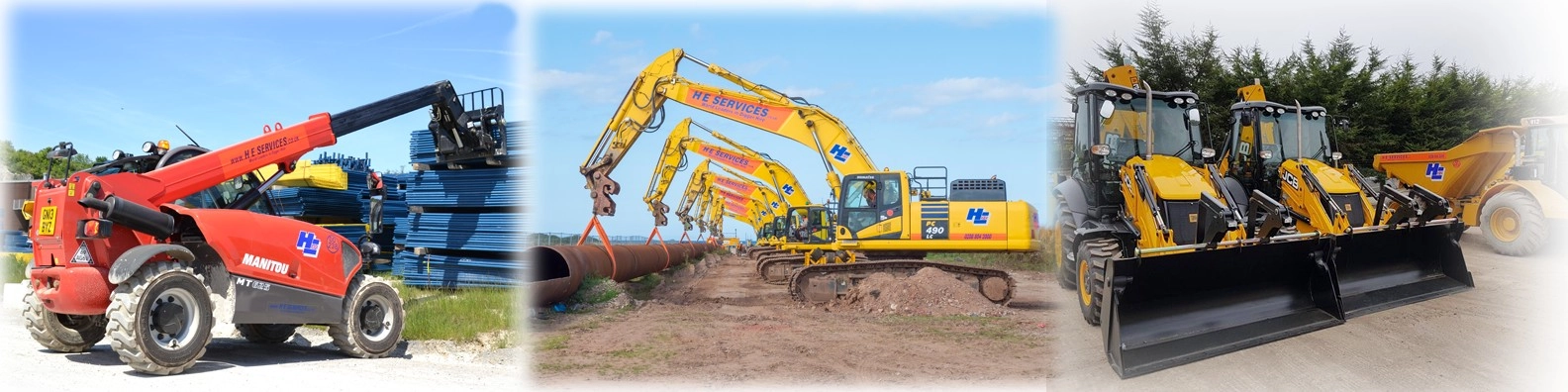 h. e. services (plant hire) ltd banner